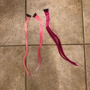 Clip in pink hair extensions